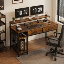 Load image into Gallery viewer, Emilio 120cm Computer Desk with 2 Drawers - Rustic Brown