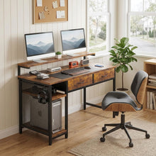 Load image into Gallery viewer, Emilio 120cm Computer Desk with 2 Drawers - Rustic Brown