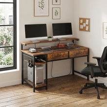 Load image into Gallery viewer, Emilio 120cm Computer Desk with 2 Drawers - Rustic Brown