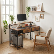 Load image into Gallery viewer, Emilio 100cm Computer Desk with 2 Drawers - Rustic Brown