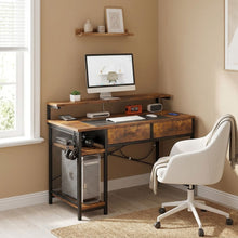 Load image into Gallery viewer, Emilio 100cm Computer Desk with 2 Drawers - Rustic Brown
