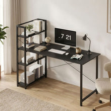 Load image into Gallery viewer, Kevin 140cm Computer Desk with Bookshelf - Black