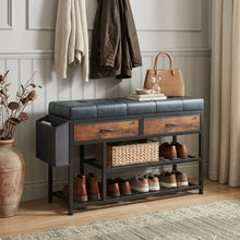 Load image into Gallery viewer, Plover Shoe Rack with Storage Bag - Rustic Brown + Blue