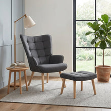 Load image into Gallery viewer, Emma Linen Armchair with Ottoman - Grey
