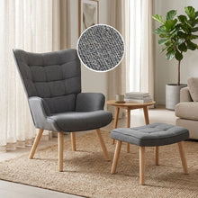 Load image into Gallery viewer, Emma Linen Armchair with Ottoman - Grey