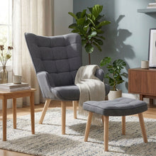 Load image into Gallery viewer, Emma Linen Armchair with Ottoman - Grey
