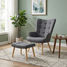 Load image into Gallery viewer, Emma Linen Armchair with Ottoman - Grey
