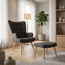 Load image into Gallery viewer, Emma Linen Armchair with Ottoman - Grey