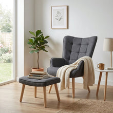Load image into Gallery viewer, Emma Linen Armchair with Ottoman - Grey