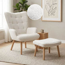 Load image into Gallery viewer, Emma Boucle Armchair with Ottoman - White