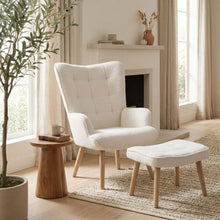Load image into Gallery viewer, Emma Boucle Armchair with Ottoman - White