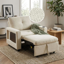 Load image into Gallery viewer, Mist 1 Seater Sofa Bed With Cup Holder And Side Tray - Cream