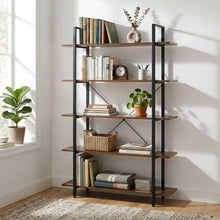 Load image into Gallery viewer, Forge 5 Tier Bookshelf - Rustic Brown