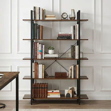 Load image into Gallery viewer, Forge 5 Tier Bookshelf - Rustic Brown