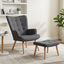 Load image into Gallery viewer, Olivia Linen Armchair with Ottoman - Grey