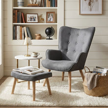 Load image into Gallery viewer, Olivia Linen Armchair with Ottoman - Grey