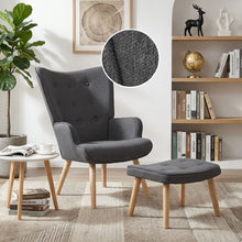 Load image into Gallery viewer, Olivia Linen Armchair with Ottoman - Grey