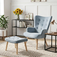 Load image into Gallery viewer, Olivia Velvet Armchair with Ottoman - Blue