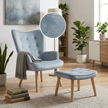 Load image into Gallery viewer, Olivia Velvet Armchair with Ottoman - Blue