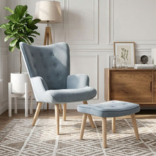 Load image into Gallery viewer, Olivia Velvet Armchair with Ottoman - Blue