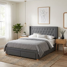 Load image into Gallery viewer, Sereno Queen Bed Frame with 4 Drawers - Dark Grey