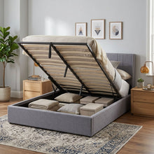 Load image into Gallery viewer, Arvya Queen Gas Lift Bed Frame – Light Grey