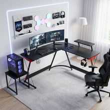 Load image into Gallery viewer, Hunter L-Shaped Gaming Desk - Black