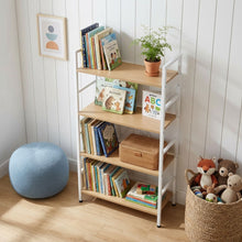 Load image into Gallery viewer, Hikuai 4 Tier Bookshelf - Natural + White