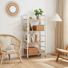 Load image into Gallery viewer, Hikuai 4 Tier Bookshelf - Natural + White