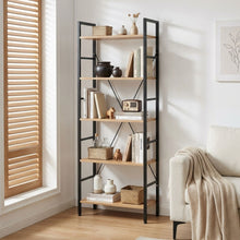 Load image into Gallery viewer, Hikuai 5 Tier Bookshelf - Natural + Black (0.05m3 - 11.5kg)
