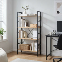 Load image into Gallery viewer, Hikuai 4 Tier Bookshelf - Natural + Black