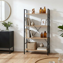 Load image into Gallery viewer, Hikuai 4 Tier Bookshelf - Natural + Black