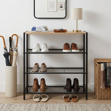 Load image into Gallery viewer, Milton 4 Tier Storage Shelf - Maple + Black