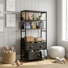 Load image into Gallery viewer, Whitby 4 Tier Storage Shelf with Drawers - Black