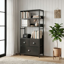 Load image into Gallery viewer, Whitby 4 Tier Storage Shelf with Drawers - Black