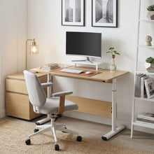 Load image into Gallery viewer, Hector 100cm Height-Adjustable Computer Desk - Maple + White