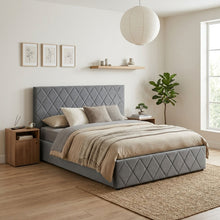 Load image into Gallery viewer, Dima Velvet Queen Gas Lift Bed Frame - Grey