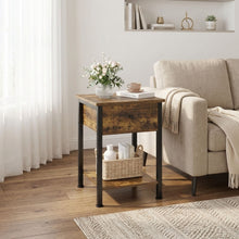 Load image into Gallery viewer, Atlas Side Table with Drawer and Storage Shelf - Rustic Brown