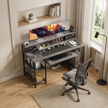 Load image into Gallery viewer, Tyler 120cm Computer Desk with Bookshelf - Grey Oak