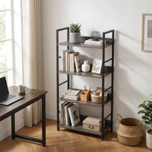 Load image into Gallery viewer, Towai 4 Tier Storage Shelf - Grey Oak + Black