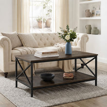 Load image into Gallery viewer, Chad Rectangle Coffee Table - Rustic Brown + Black