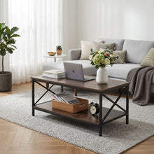 Load image into Gallery viewer, Chad Rectangle Coffee Table - Rustic Brown + Black