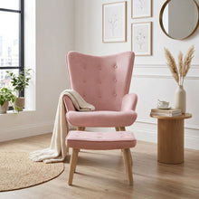 Load image into Gallery viewer, Olivia Velvet Armchair with Ottoman - Pink