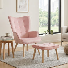 Load image into Gallery viewer, Olivia Velvet Armchair with Ottoman - Pink
