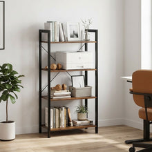 Load image into Gallery viewer, Poroti 4 Tier Bookshelf Storage Shelf - Rustic Brown