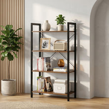 Load image into Gallery viewer, Poroti 4 Tier Bookshelf Storage Shelf - Rustic Brown