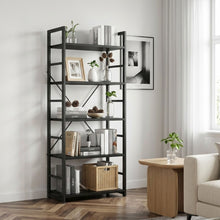 Load image into Gallery viewer, Poroti 5 Tier Bookshelf Storage Shelf - Black