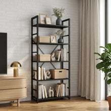 Load image into Gallery viewer, Poroti 5 Tier Bookshelf Storage Shelf - Black