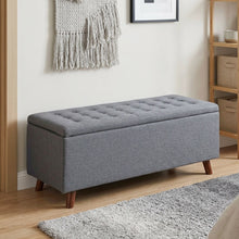 Load image into Gallery viewer, Levi Linen Storage Ottoman Bench - Dark Grey