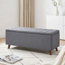 Load image into Gallery viewer, Levi Linen Storage Ottoman Bench - Dark Grey
